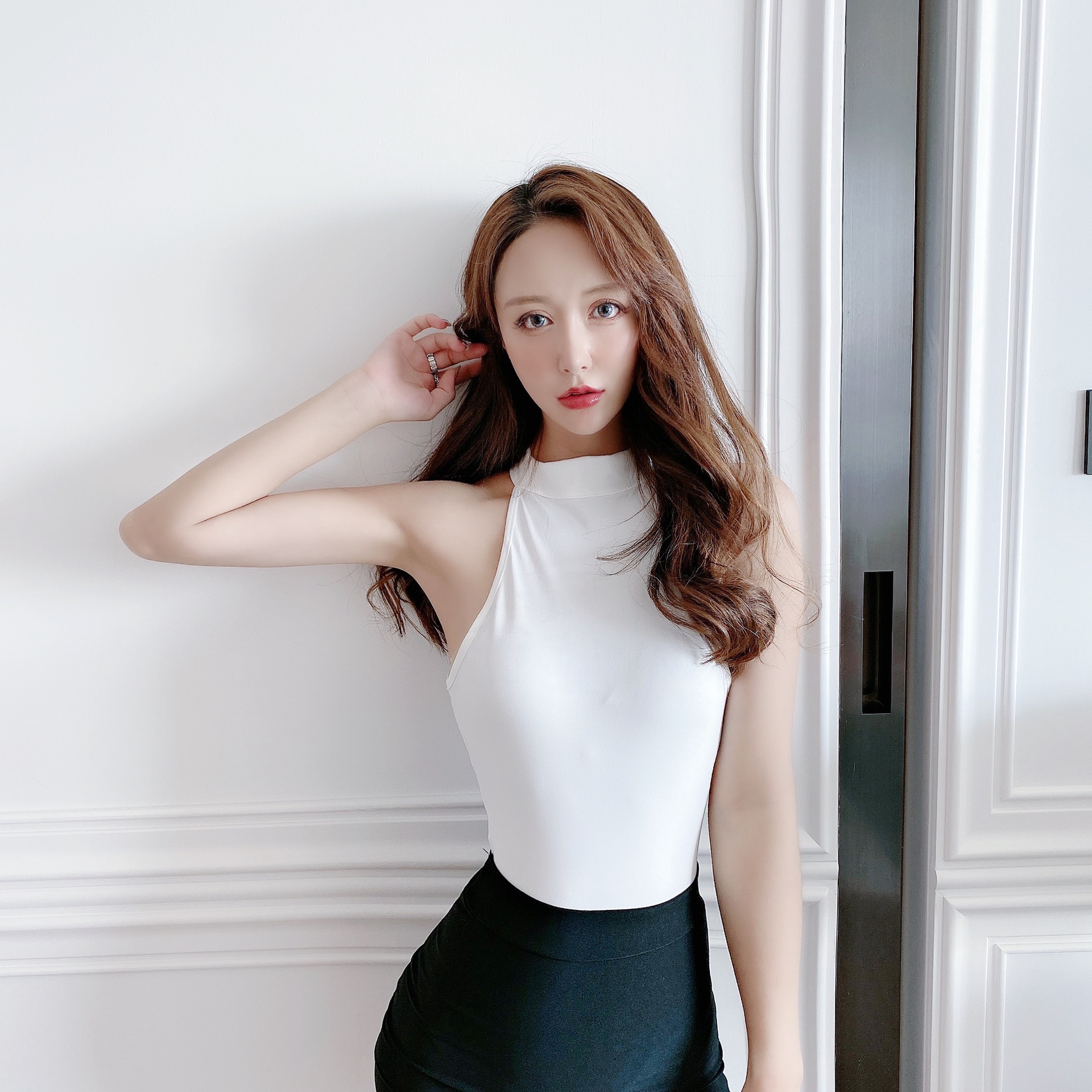 Lencería sexy uniforme seductor cremallera libre de extremo abierto traje de secretaria sexy traje de falda corta de verano para mujer Generación de cabello