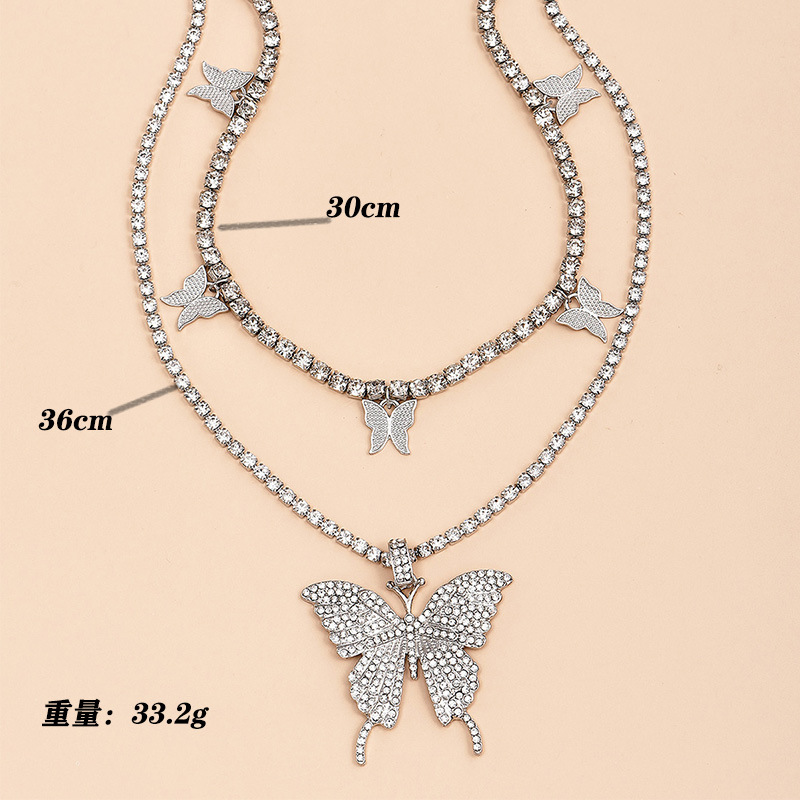 Mode Große Schmetterling Volle Diamant Halskette display picture 2