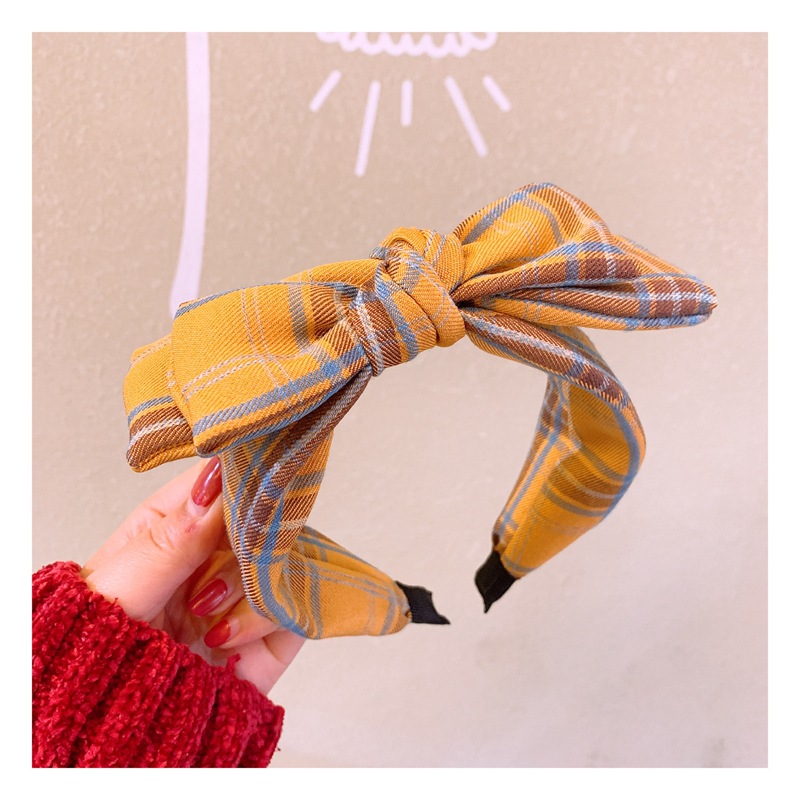 Card Accessories Vintage British Plaid Double Bow Wild Headband Wholesales Fashion display picture 9