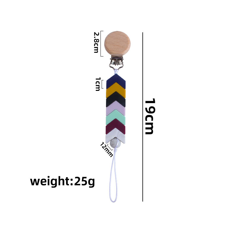 Nuevo bebé haya chupete clip bebé creativo calmante silicona flecha marca mordedor chupete cadena anti-gota cadena