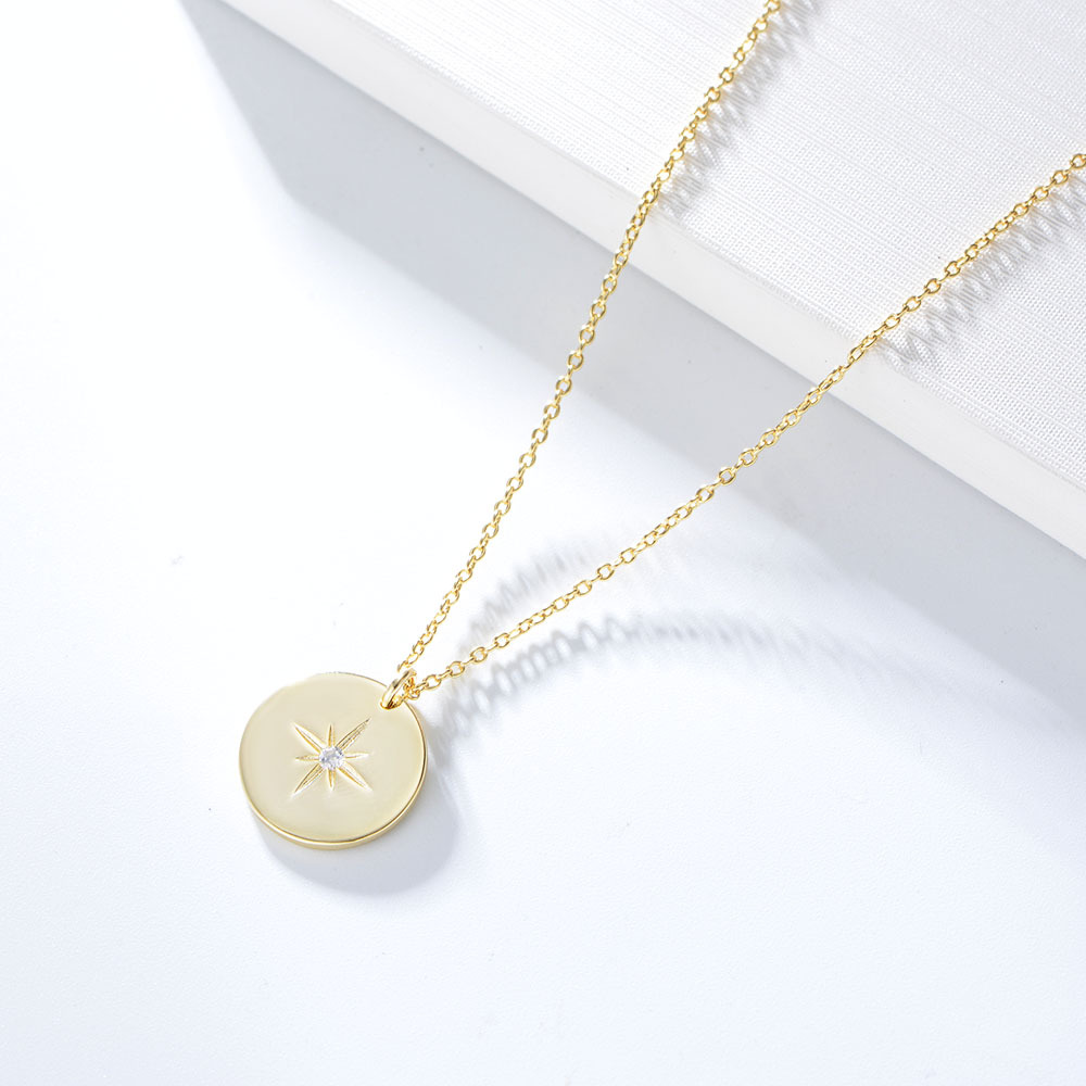 925 sterling silver Chain Material box chain Chain Type 925 Sterling Silver Zircon Inlay Geometric Pendant Necklace