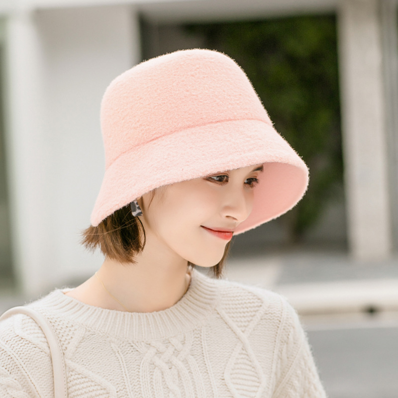 Ull bucket hat för kvinnor höst vinter trendig varm_voghion.com
