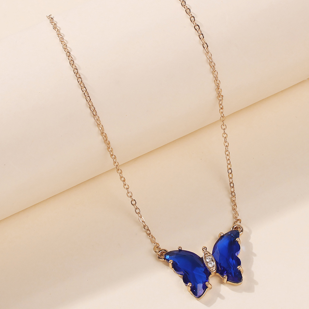 Fashion Butterfly Multicolor Glass Diamond Simple Trend Alloy Pendant Necklace Wholesale display picture 3