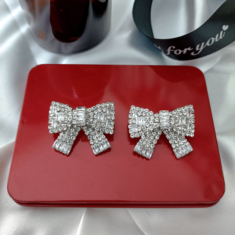 Ear Studs Classification 1 Pair Sweet Bow Knot Rhinestone Rhinestones Ear Studs