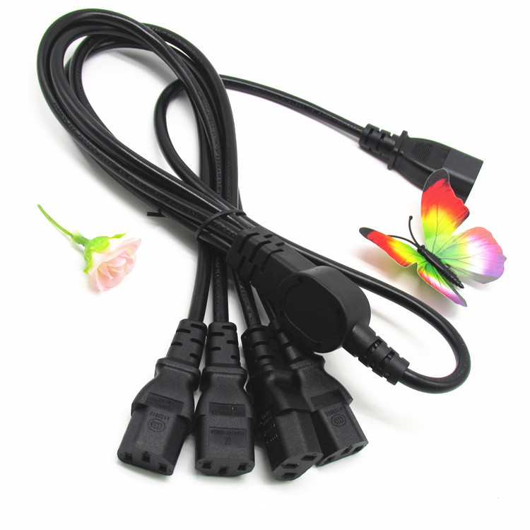 一分四延长线直销一分四品字尾AC插头电源线一拖四电源线