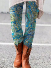 2022亚马逊 速卖通wish 跨境外贸欧美爆款印花松紧百搭打底裤子女