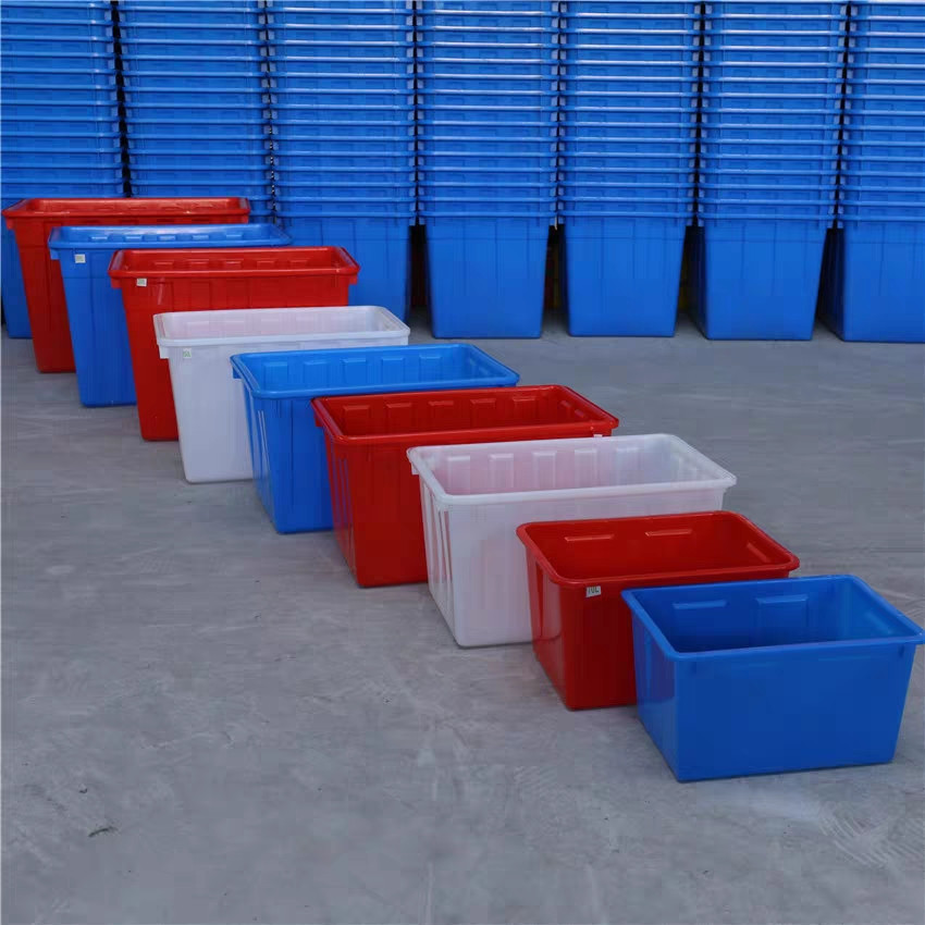 带轮塑胶水箱/大型方形胶框 可配带轮服装厂周转箱物流运输大箱