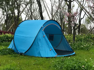 3-4 people camping thickened 2 people with rainstorm prevention single outdoor camping full-automatic tent (Çadırlar) - yellow-3-4-people