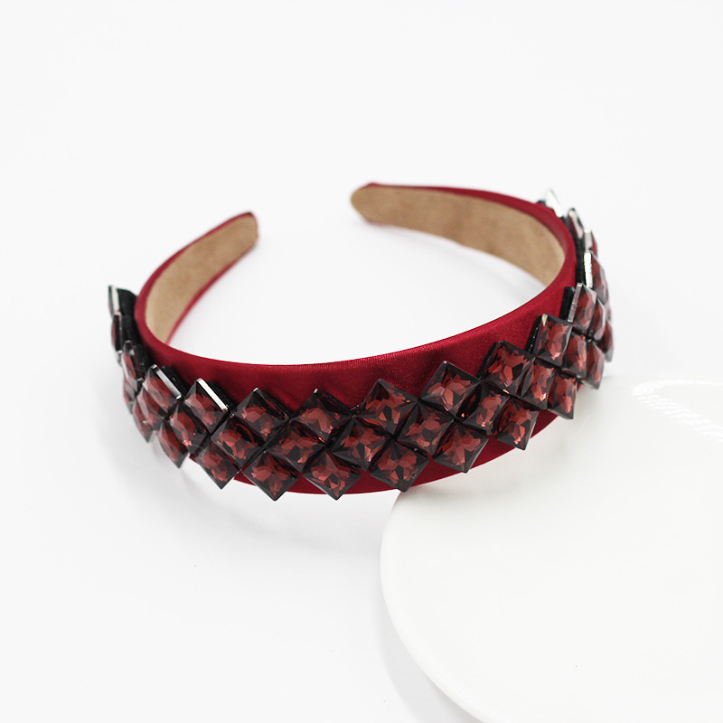 Fashion Wide-sided Square Diamond Headband display picture 7