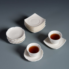 White Porcelain Small Cup Pad Tea Cup Tray Yili Jade Ceramic Gongfu Tea Set Tea Ceremony Accessories Tea Cup Creative Heat-Resistant Insulation Pad 