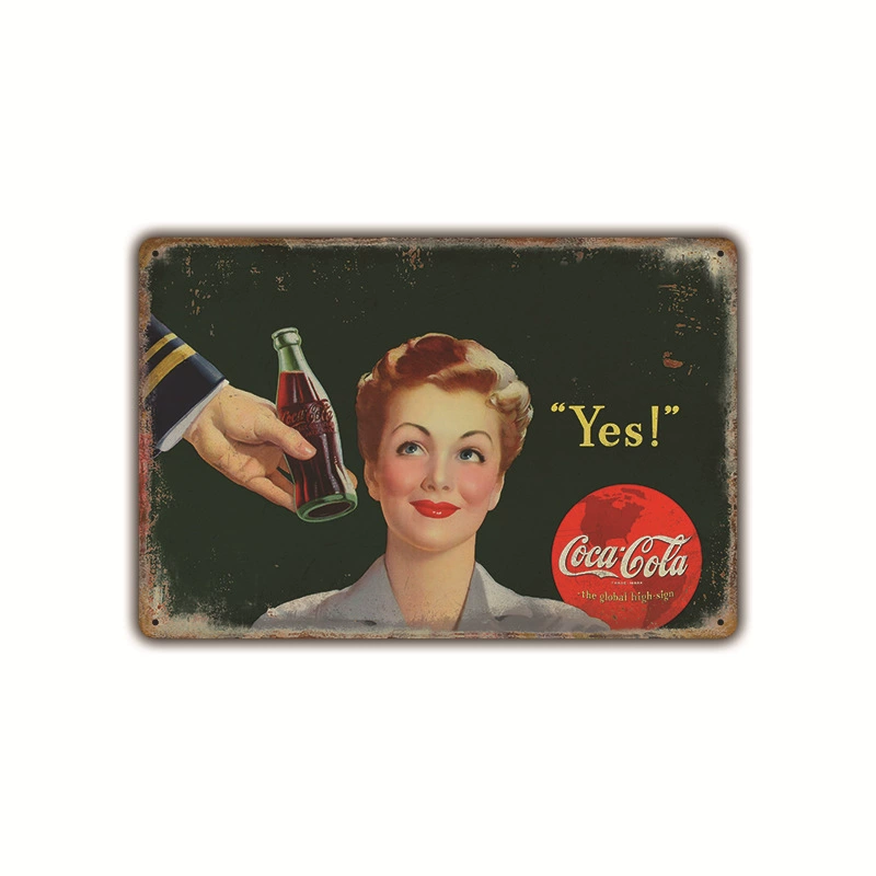 Безрамочная металлическая вывеска (Coca-Cola) ретро рекламный плакат, 20×30 см, винтажное декоративное украшение