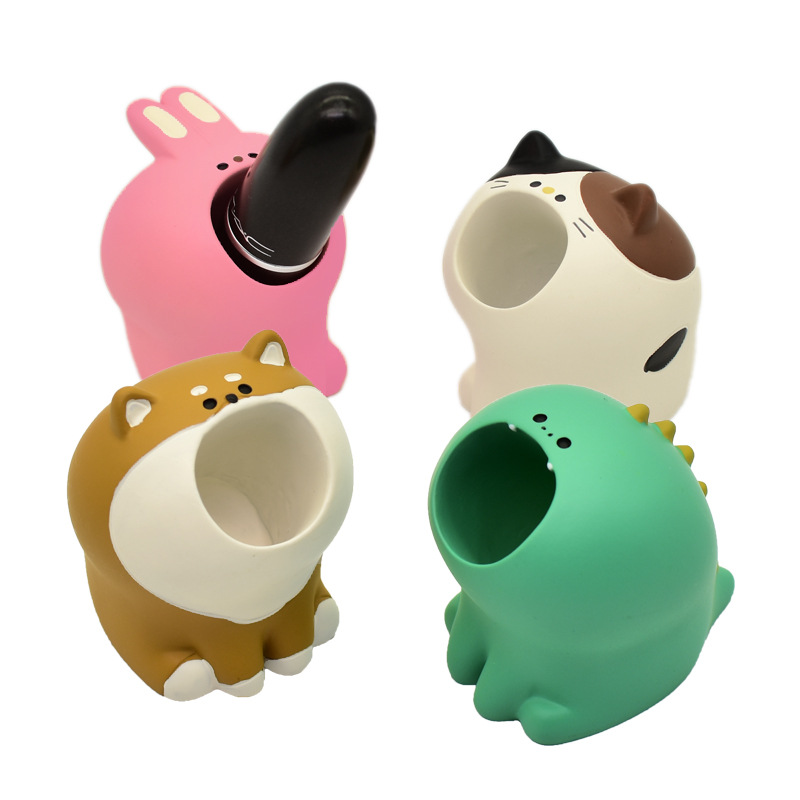 Zakka 일본식 식료품 창조적 인 귀여운 차이 개 분말 토끼 펜 잉어 보관 사무실 문구 작은 장식품