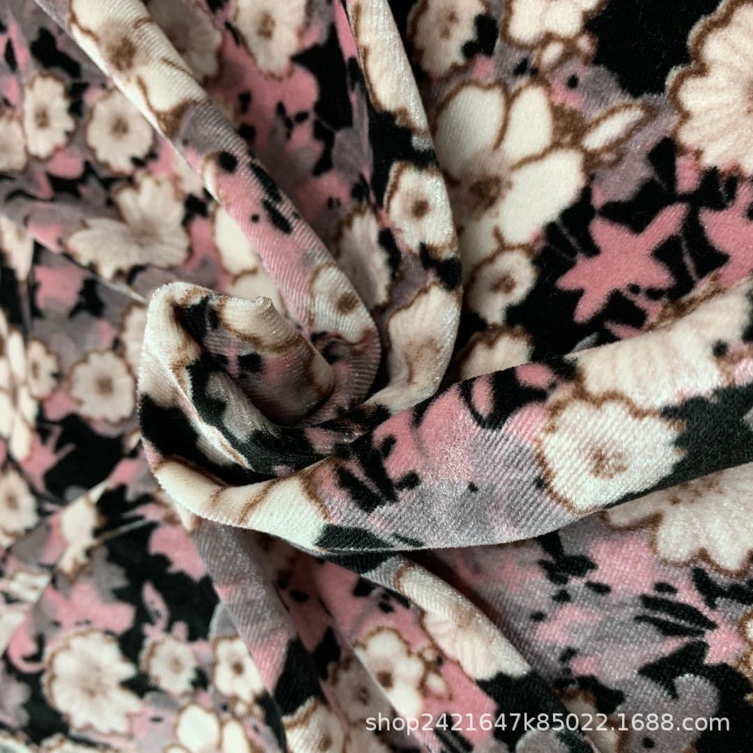 厂家供应    KS经编韩国绒分散印花-小碎花(适合背心裙子等）