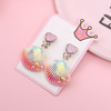 Children's marine ear clips, cartoon universal earrings for princess, gradient, no pierced ears