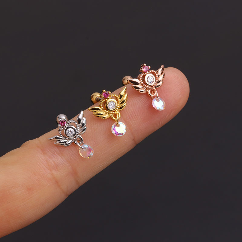 Ear Cartilage Rings & Studs Lady Flower 316 Stainless Steel  Copper Inlaid Zircon display picture 9