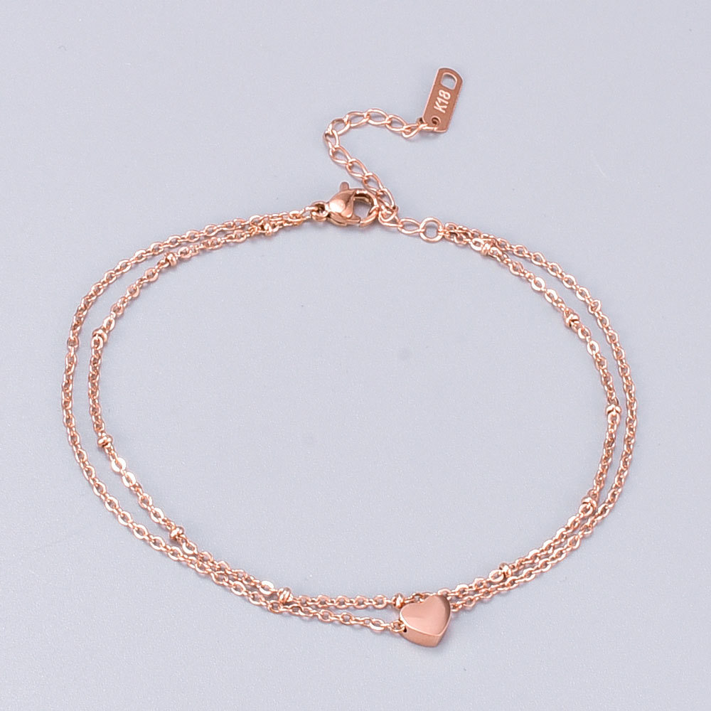 Y16 Version Fashion Elegant Heart Plated 18k Rose Gold Anklet Female Color Gold Titanium Steel display picture 3