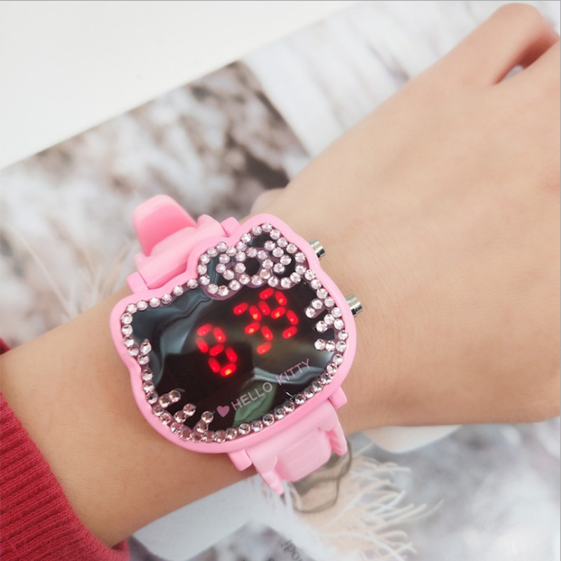 New children girl girl LED full diamond diamond electronic silicone table with watches