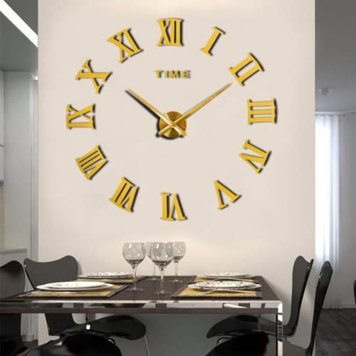 Direct Manufacturer Sales, Hot Selling Cross-Border 3D Wall Clock with Creative Mirror Surface, DIY Large Size Mirror Wall Clock