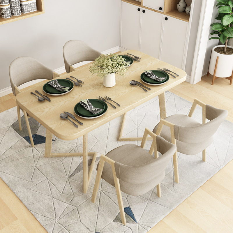 Small Apartment Dining Table Combination Simple Leisure Cafe Milk Tea Shop Rectangular Shop Talk List Reception Negotiation Tables and Chairs