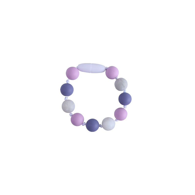 Venta caliente forma de Rosa collar de silicona mordedor masticable colgante infantil molar mordedor de silicona pulsera de cuentas