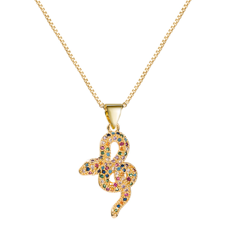 Creative Copper Micro-inlaid Zircon Snake-shaped  Necklace display picture 5