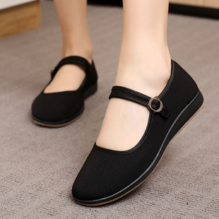 Cloth cover easy to take care of old Beijing cloth shoes black cloth shoes women's flat generation hotel work shoes square dance soft sole