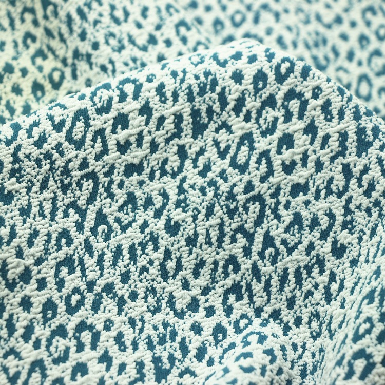 阳离子弹力提花双面布牛肚布针织涤纶阳离子3D空气层提花起泡泡布