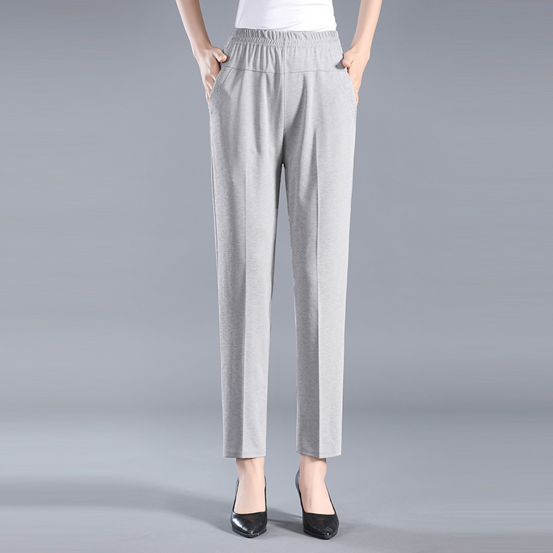 Middle-Aged and Elderly Women's Casual Pants Thin Summer Cropped Pants ...