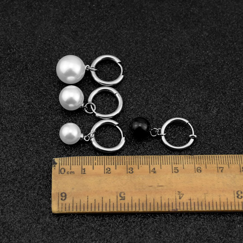 10g Weight Drop Earrings Classification 1 Pair Quantity Holiday, Daily Occasion Stainless Steel Material Pearl Pattern Unisex Gender Polishing Design Simple Style Style 1 Pair Simple Style Pearl Polishing Stainless Steel Drop Earrings 2