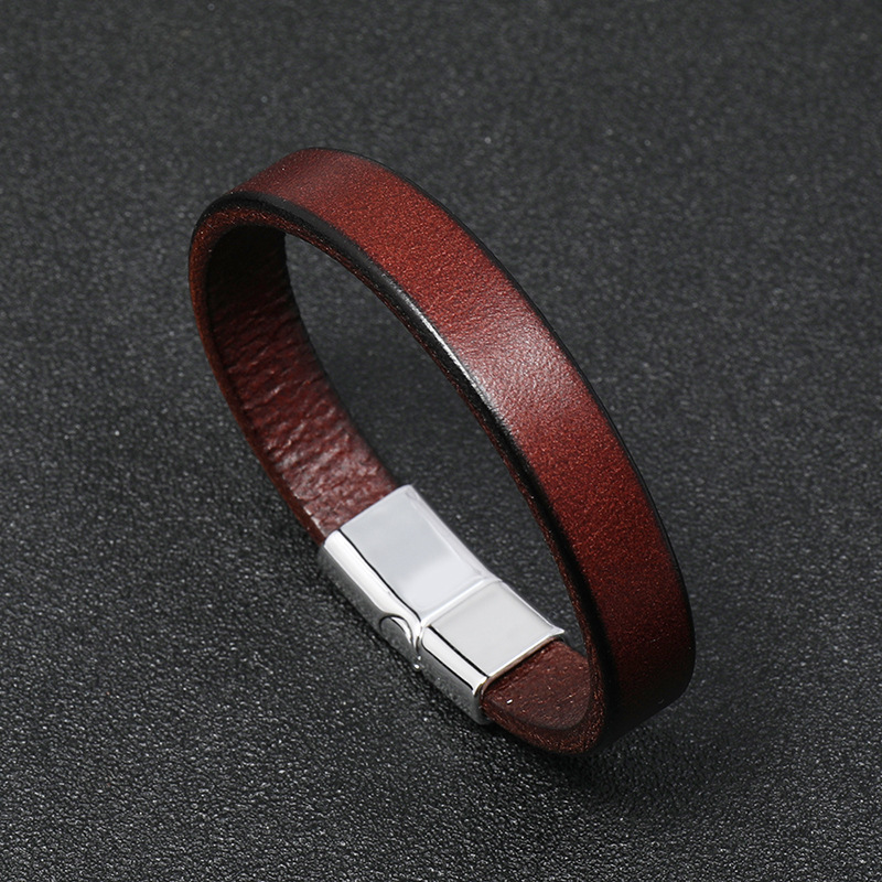 casual multicolor alloy magnet buckle glossy sen simple cowhide bracelet