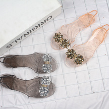 跨境休闲夏季新款透明两花金属扣蝴蝶日常外穿透气轻便女士凉鞋