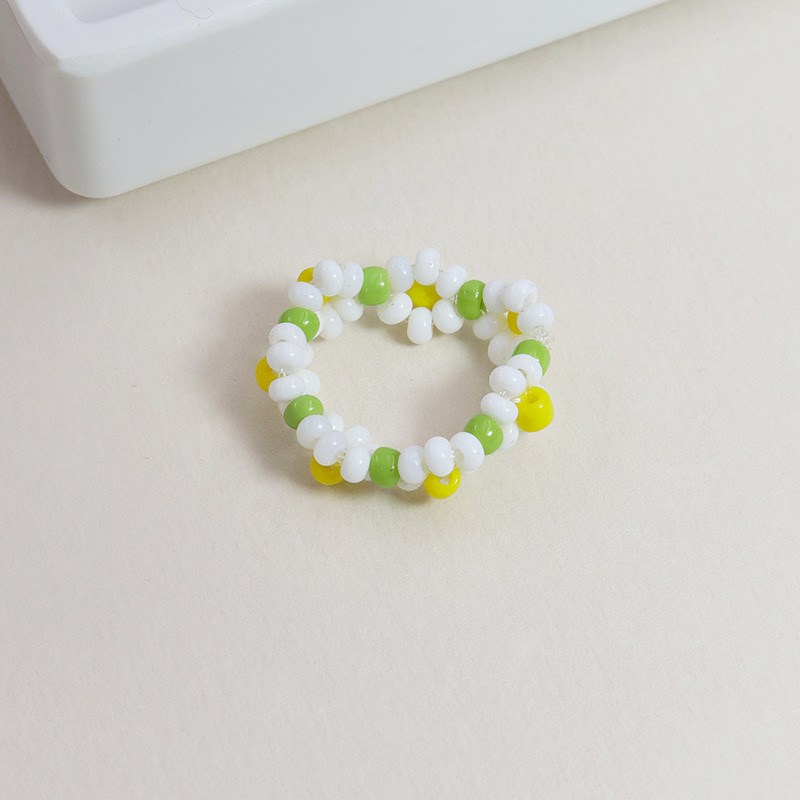 New  Rice Bead Braided Alloy Ring Hot Sale display picture 1