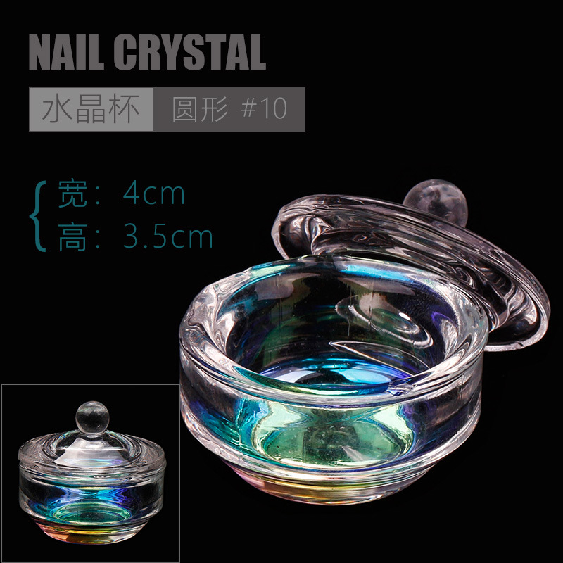 Nuevo colorido AB cristal Copa de cristal de Arte de uñas taza de cristal con tapa colorida Copa de cristal colorido Copa de cristal