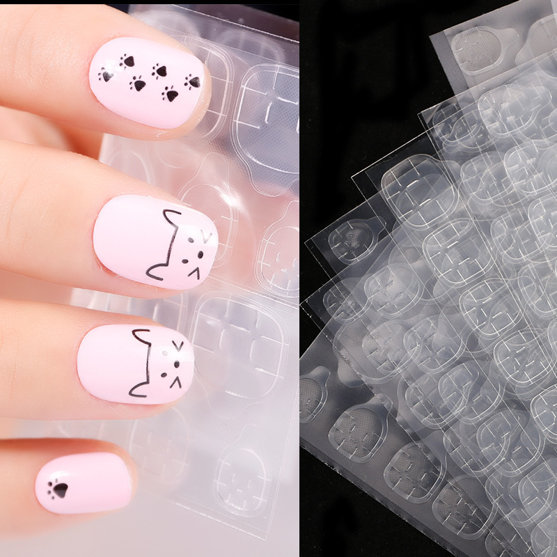 Dedo de belleza de uñas 24 cápsulas impresión offset blanca invisibles super pegajosas gel de uñas transparentes dos lados desgaste gel de uñas