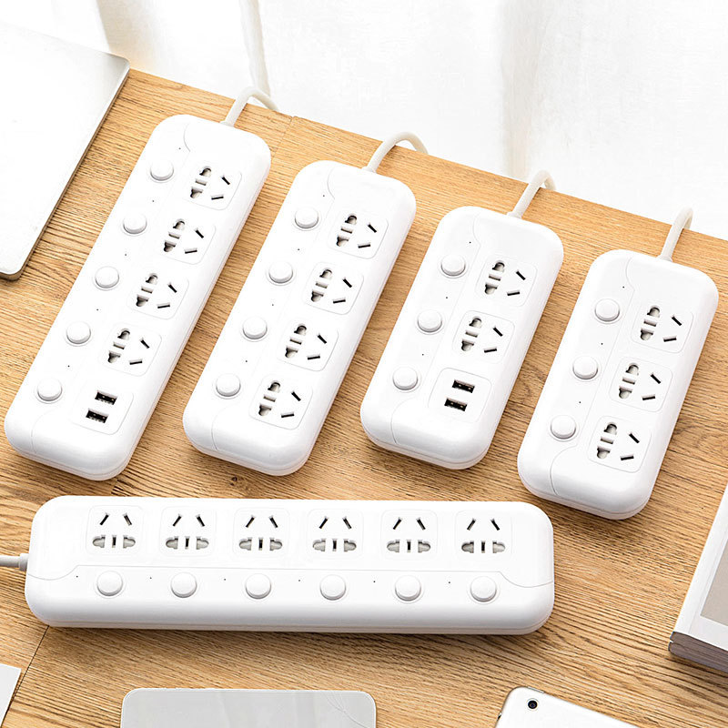 新国标插座 智能小白USB充电插排家用多功能带独立开关多孔排插板