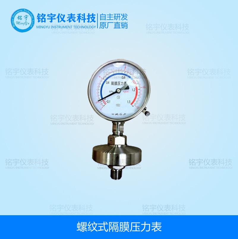 供应--MY-100/150ML隔膜压力表1.6级螺纹连接隔膜压力表
