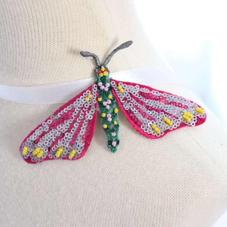 珠片绣手工钉珠彩色蜻蜓布贴 衣服T恤装饰补丁贴花辅料