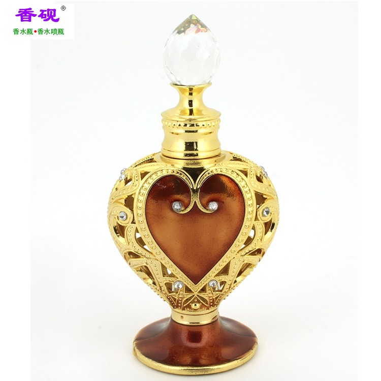 香砚12ml金色心形大啡色桃心款香水瓶摆件1.jpg