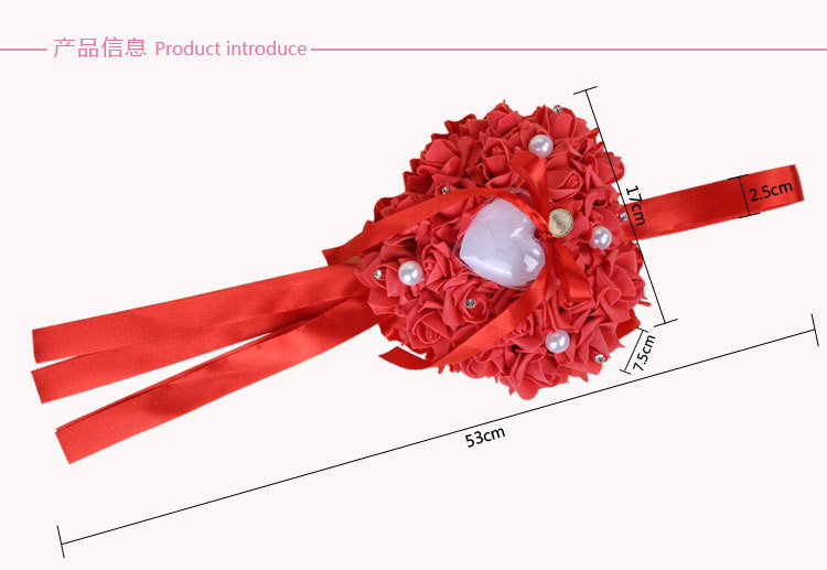 Cross-border foreign trade pe foam ring box, heart-shaped ring pillow, Western-style wedding supplies, rose pvc box packaging, hanging decoration detail image 2