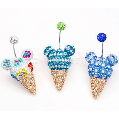JIWELY design ice cream Mickey Earrings Dessert modelling Looper Earrings Titanium Auricular needling Diamond Popular Earrings