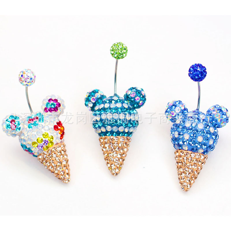 JIWELY design ice cream Mickey Earrings Dessert modelling Looper Earrings Titanium Auricular needling Diamond Popular Earrings