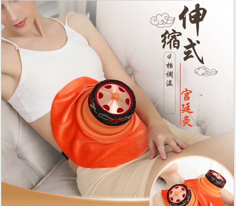 家用伸缩式宫廷灸滤烟艾灸仪圆型折叠式硅胶艾灸盒腰背腹部热灸罐