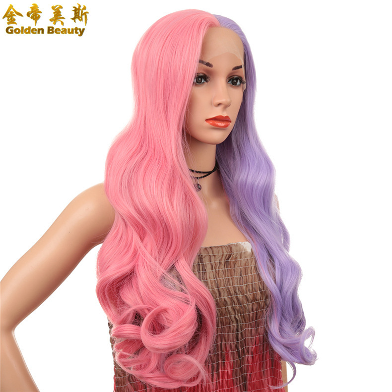 Europe and the United States cross-border wig high temperature silk long curly hair wig women's chemical fiber front lace wig lace front wig