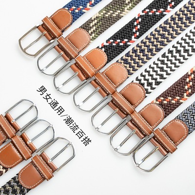 Manufactor Direct selling Multicolor Elastic force weave belt fashion Versatile Canvas belt invisible Webbing Pin buckle men and women currency