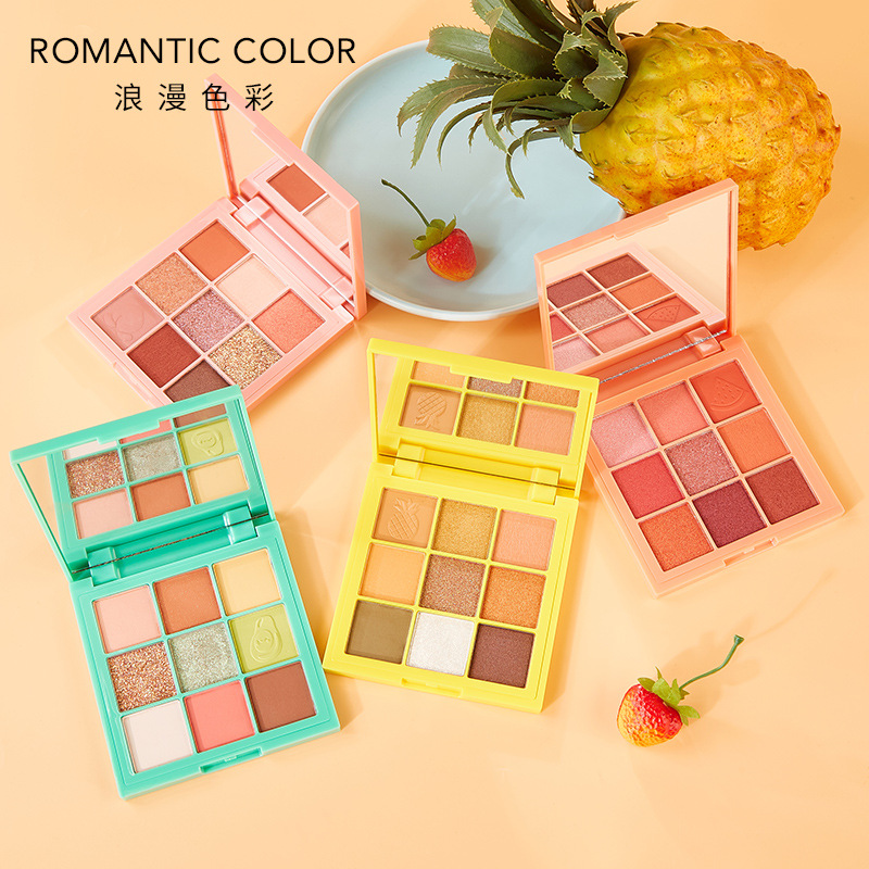 ins超火浪漫色彩水果九色眼影盘水果色彩蜜桃持久不易飞粉仙女盘