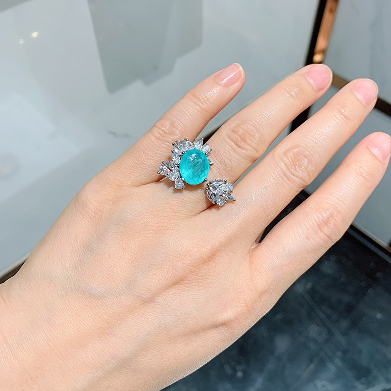 Luxurious Geometric Copper Plating Zircon Open Ring
