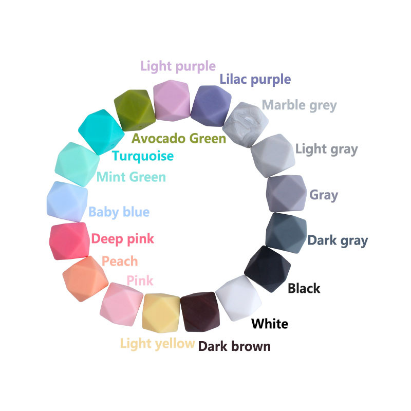 17mm cuentas de silicona octogonal molar juguetes suministros del bebé DIY teether pulsera collar cadena chupete accesorios la joyería