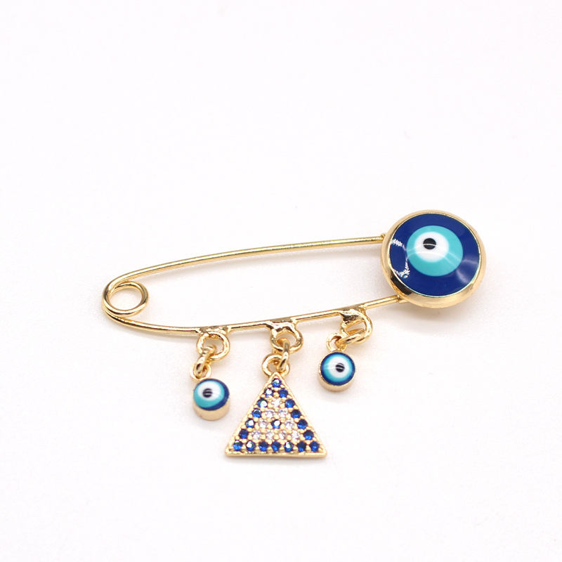 Blue Eye Brooch Pendant Pin Badge Eye Brooch Micro Inlaid Zircon Collar Pin display picture 1