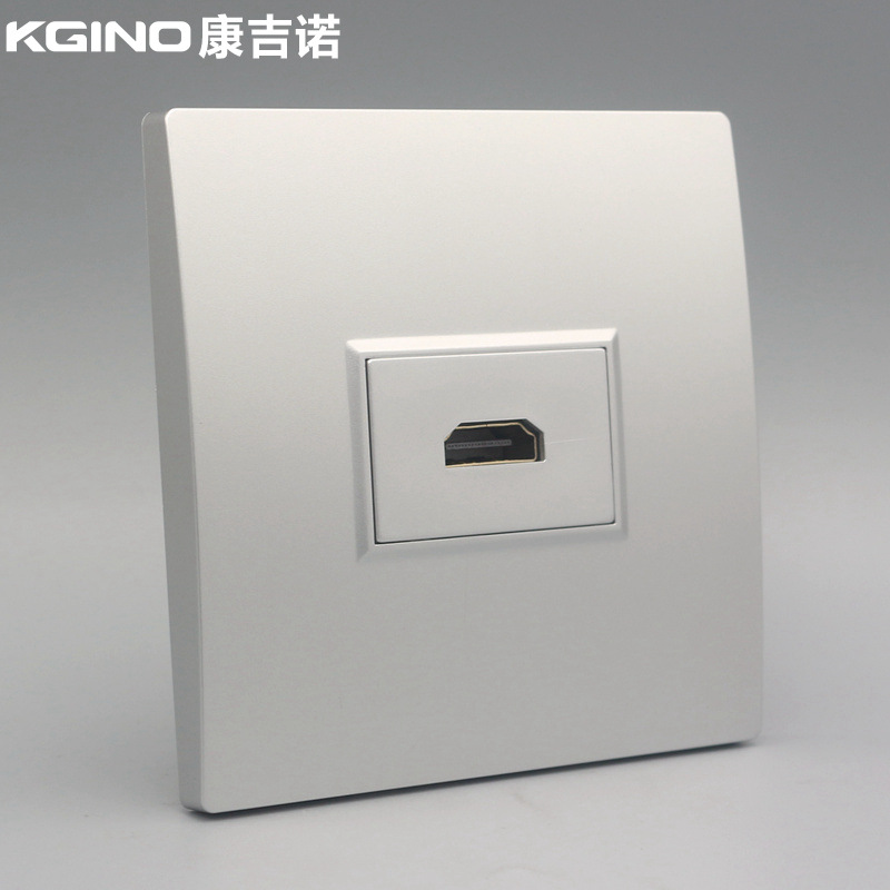 银色86型一位2.0HDMI高清显示器投影机数字电视 90度弯头面板插座