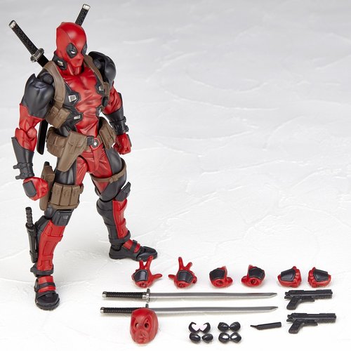 漫威山口式死侍X战警手办模型Deadpool 关节可动换脸玩具摆件公仔